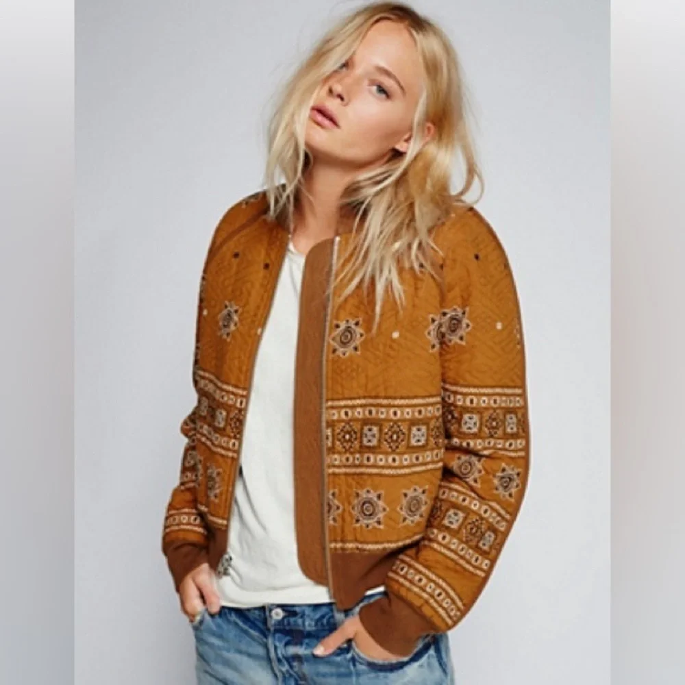 ✨ Free People New Romantics Embroidered Quilted Bomber Jacket | Medium ✨ - Picture 1 of 10